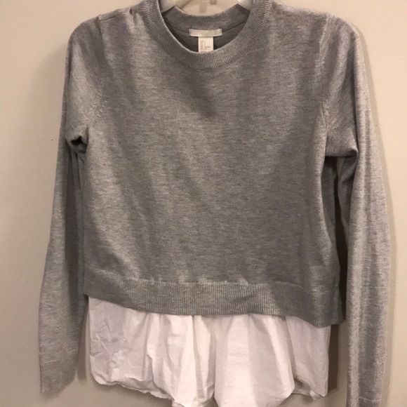 Gray/white Sweater Blouse. H&M US small - Picture 1 of 4